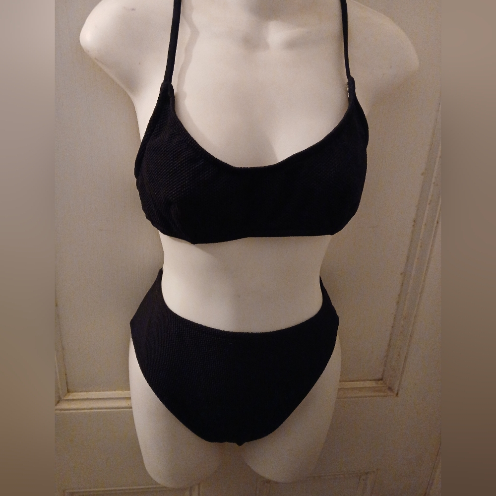 Vintage Sun Bound Black Bikini Bathing Suit 1990s SZ 14